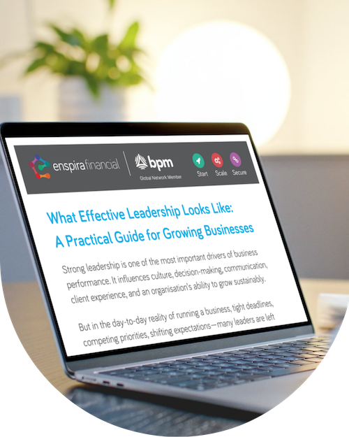 Leadership guide on laptop